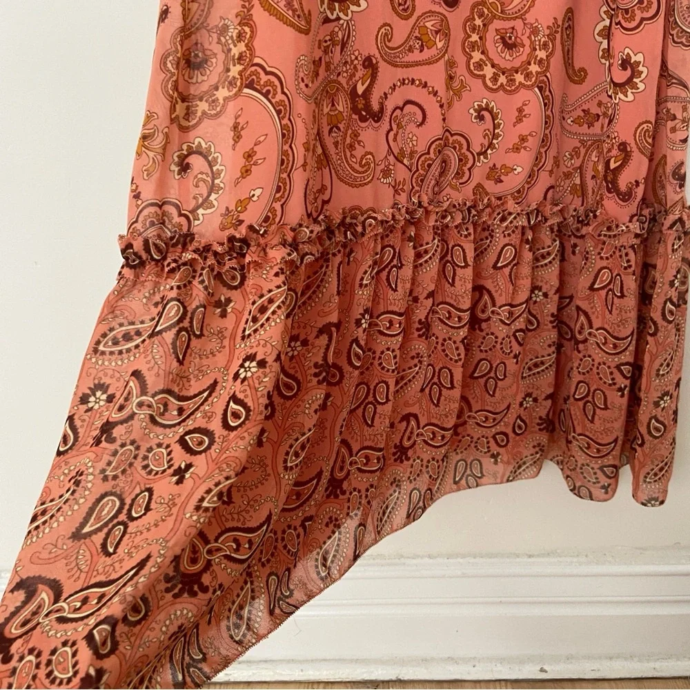 Wilfred Aritzia Naomi Dress size 10 Vintage Paisley Print Maxi Dress Chiffon - Picture 5 of 9